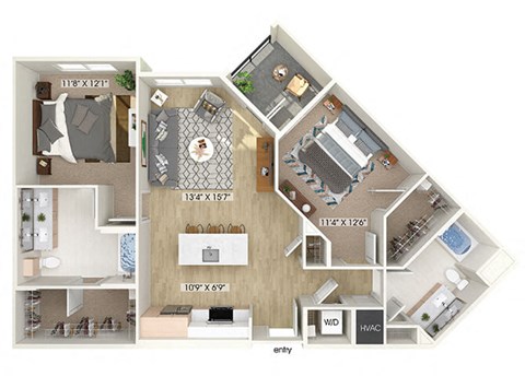 a floor plan of a two bedroom apartment